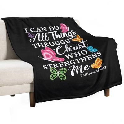 Womens I Can Do All Things Through Christ Who Strengthens Me Bible Classic Throw Blanket Hairy Furrys Blankets