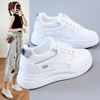 Damesschoenen Binnenverhoging Pu Mesh Casual Mesh Schoenen Zomer Dames Casual Board Schoenen Sportschoenen Gevulkaniseerde Schoenen