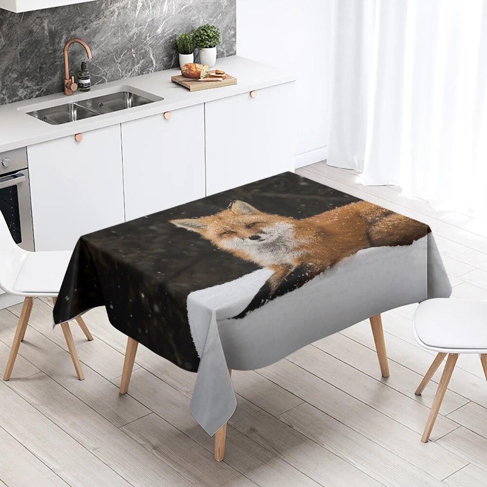 Cute Fox Tablecloth Party Restaurant Table Decoration Waterproof Rectangular  Kawaii New Home Kitchen