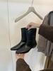 2025 Autumn and Winter New Low-heeled Thin Boots Niche French Temperament Square Head Short Boots Fashionable Commuter Solid Color Boots