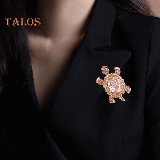 Women Turtle Brooch Rhinestone Anti-slip Faux Crystal Wear-resistant Suit Coat Collar Hat Scarf Decoration Clothes Pin Prom Party Garment Jewelry