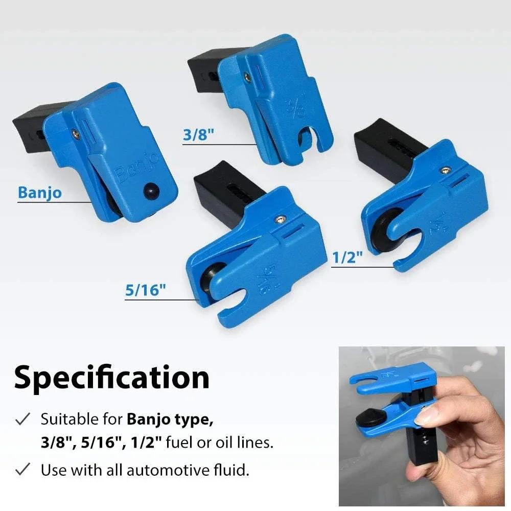 4PCS Car Fluid Line Stoppers Tool Vertical Oil Pipe Clamp Banjo Stopper Fluid Stopper Set For Fuel Rail Hose A/C Line Brake Line