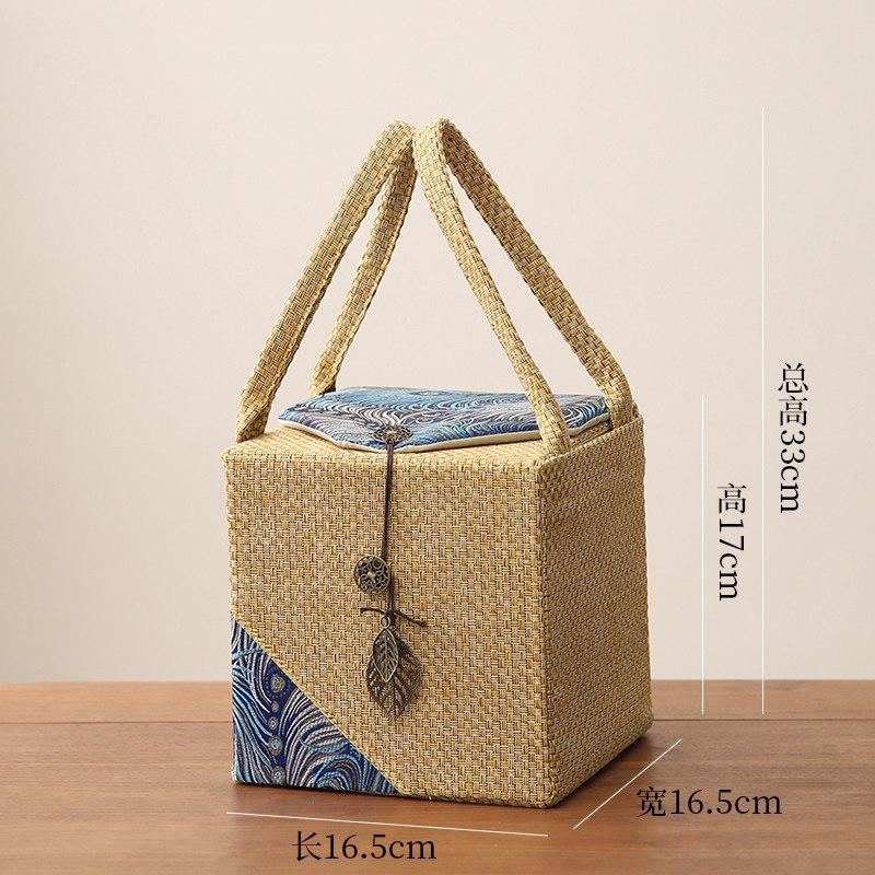 

Portable Vintage Rattan Tea Can Gift Box Single Double Can Empty Packaging Box Multi Functional Universal Hand Carry Gift Case Other