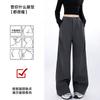Gray velvet thickened overalls women's autumn and winter new high-waisted and thin small design casual sports pants