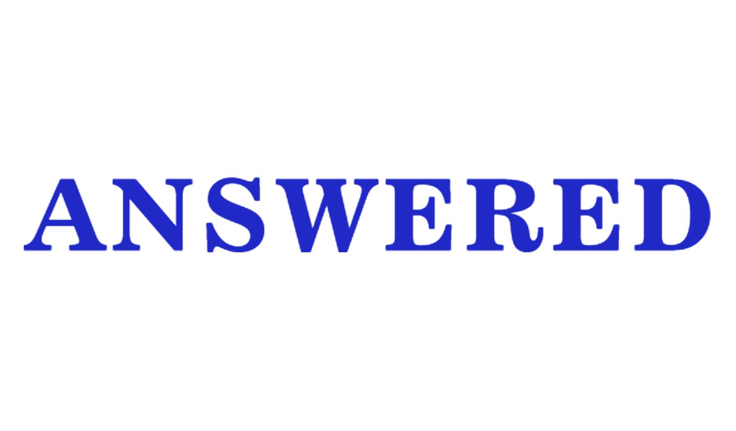 

Printtoo Answered Self Inking Rubber Stamp Pre-Inked Office Stamp- Home Office Business Stationery, Black- 42 x 9 синій