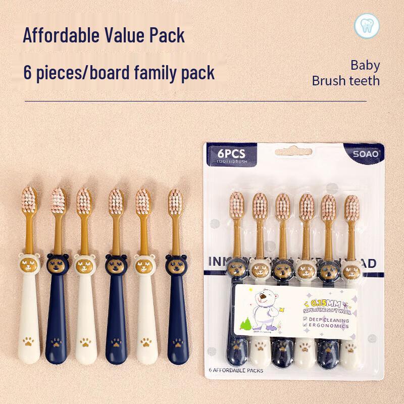 SOAO Kids Small Head Soft Bristle Toothbrush, 4-Pack