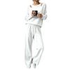 Women's Cutout Off-the-Shoulder Long Sleeve Knit Two-Piece Set for Casual Wear