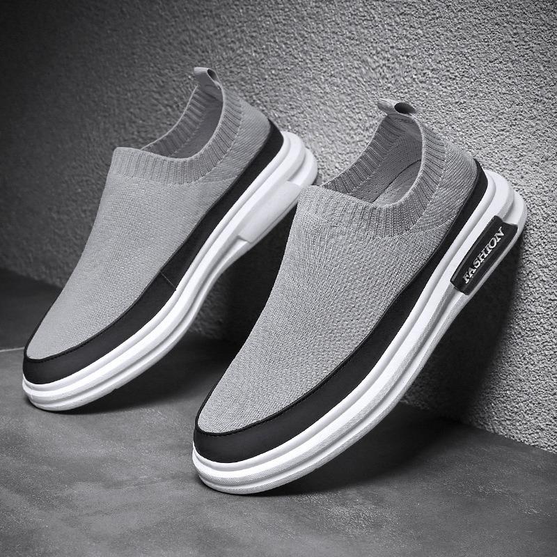 Men's shoes New men's casual sports shoes Flying woven mesh one pedal breathable board shoes Fashion student shoes