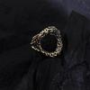 Unique Vintage Heavy-Textured Circular Arabesque Hollow Ring for Women, Fashionable Distressed Versatile High-End Index Finger Ring Trend