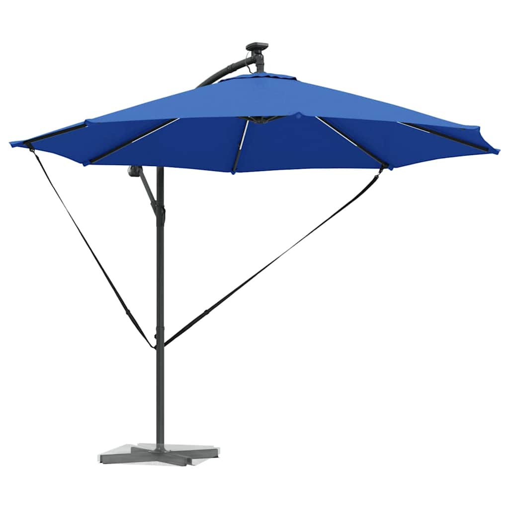 Azur Blue Solar Powered LED Strip Sun Umbrella 294 X 294 X 248 Cm