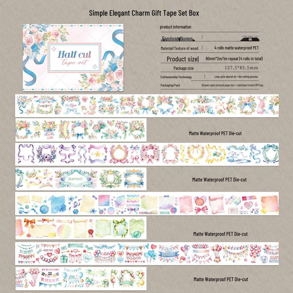 Die-cut PET Washi Tape Set: Coffee Theme, European & American Style for Journaling & Decoration