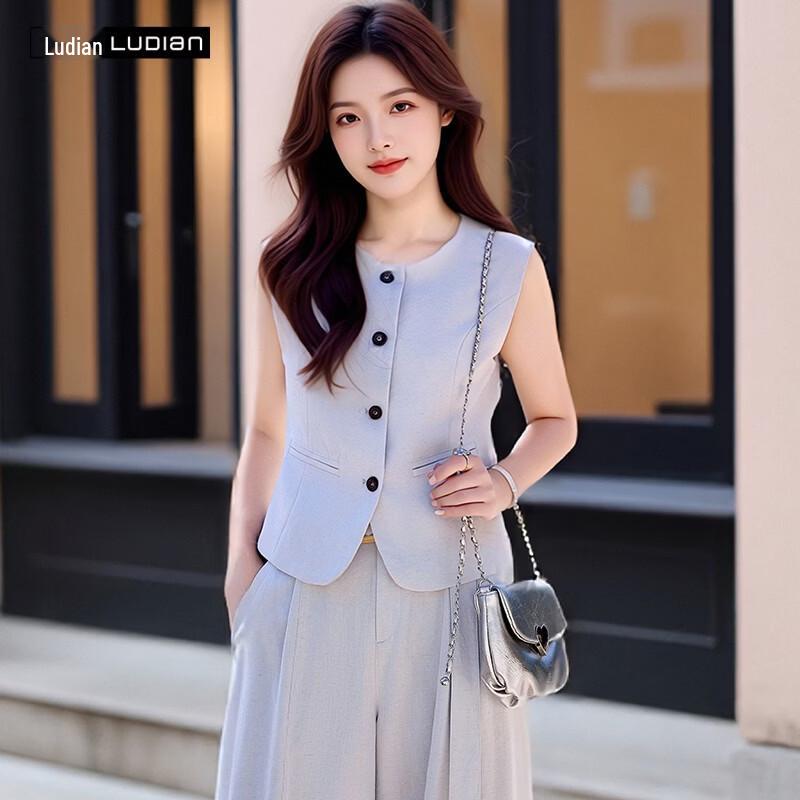 LUDIan Women's Sleeveless Vest & Wide-Leg Pants Set