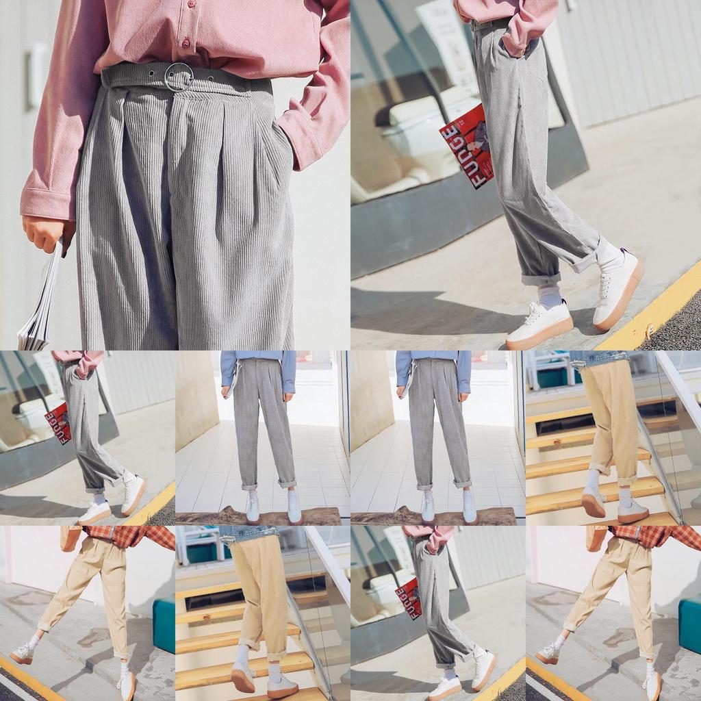 Pantaloni da Donna in Misto Cotone con Vestibilità Slim e Vita Alta per Uso Casual