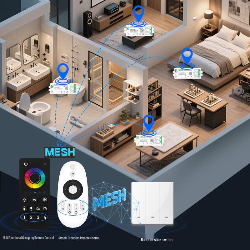 Taki Smart WiFi LED Dimmer Controller: RGBWC Seven-Color Wireless Touch Light Strip