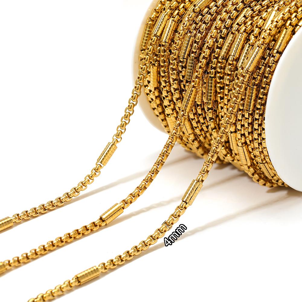 1 Meter Stainless Steel Gold Box Tube Cable Chains for DIY Necklaces Jewelry Earrings Making Bracelet Findings Supplies Bulk