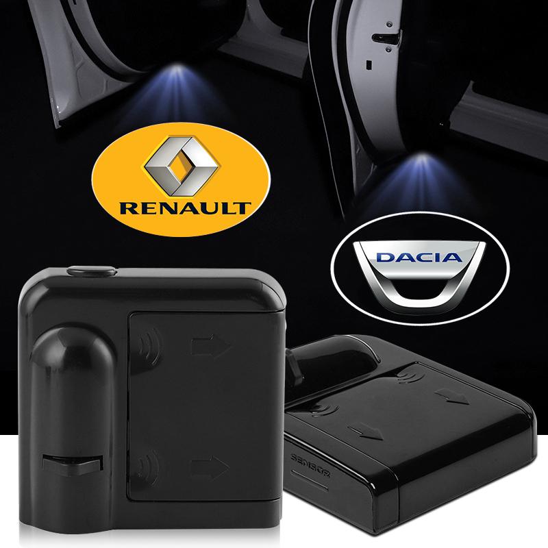 2Pcs Car Door Projector Lamps Emblem LED Welcome Light For Renault Dacia Sport Duster Megane 2 3 4 IV Clio Fluence Logan Captur
