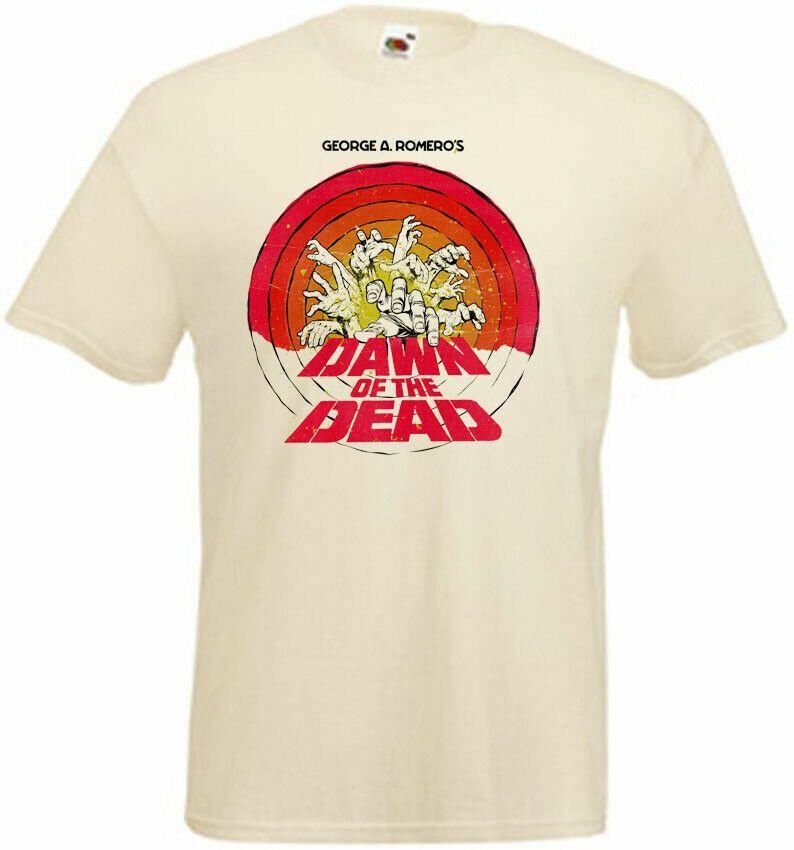 Unisex shirt Cotton Oversize Large Size Dawn Of The Dead v16 T-shirt white yellow horror movie Romero all sizes S-5XL