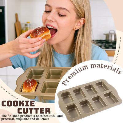 8-piece Rectangular Carbon Steel Cake Mold, Non-stick And Easy-to-unmold Baking Pan, Suitable For Home And Commercial Use, Pound Cake, , And Bread M