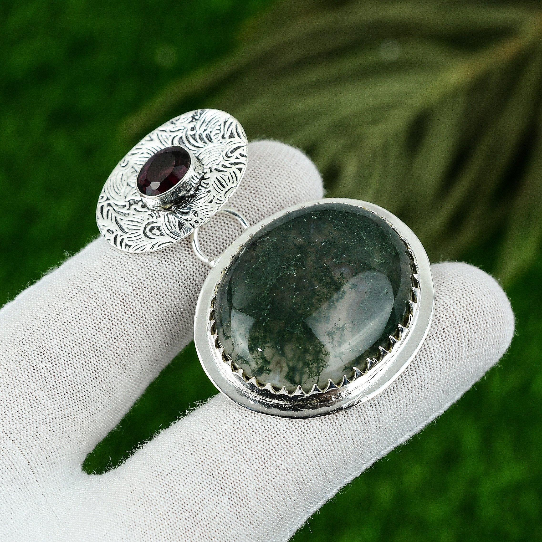 

Натуральный Солнечный Моховой Агат Драгоценный Камень Ювелирные Изделия 925 Стерлинговое Серебро Подвеска Для Девочек