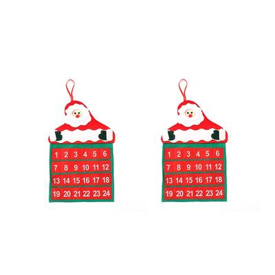 2 Pieces Christmas Advent Calendar Santa Claus Pockets Hanging Ornaments Christmas Gifts