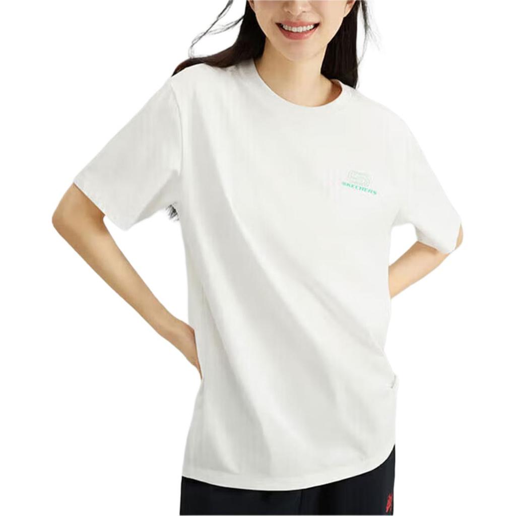 Skechers Solid Color Breathable Round Neck Pullover Comfortable T-Shirt Unisex tops L226U080-0074