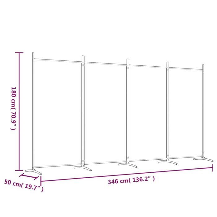 VidaXL Cloison de Séparation 4 Panneaux Séparateur de Pièce Pliable Diviseur Écran d'Intimité Paravent Décoration Salon 350264