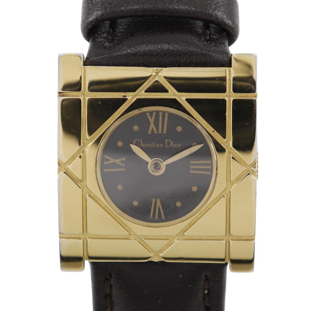 

Dior Cannage Square Watches D82-150 blackDial Plated Gold/Embossed Leather Quartz Analog display Women Used