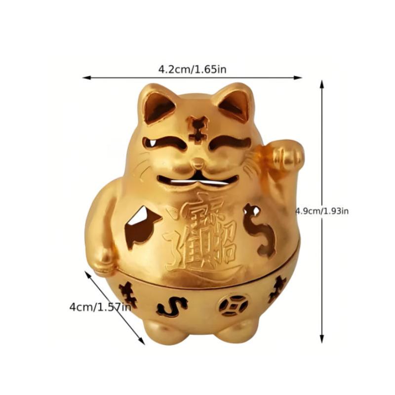 Lucky Wealth Cat Incense Burner Golden Feng Shui Good Luck Home/Office Decor With Prosperity Symbols Meditation Accessory