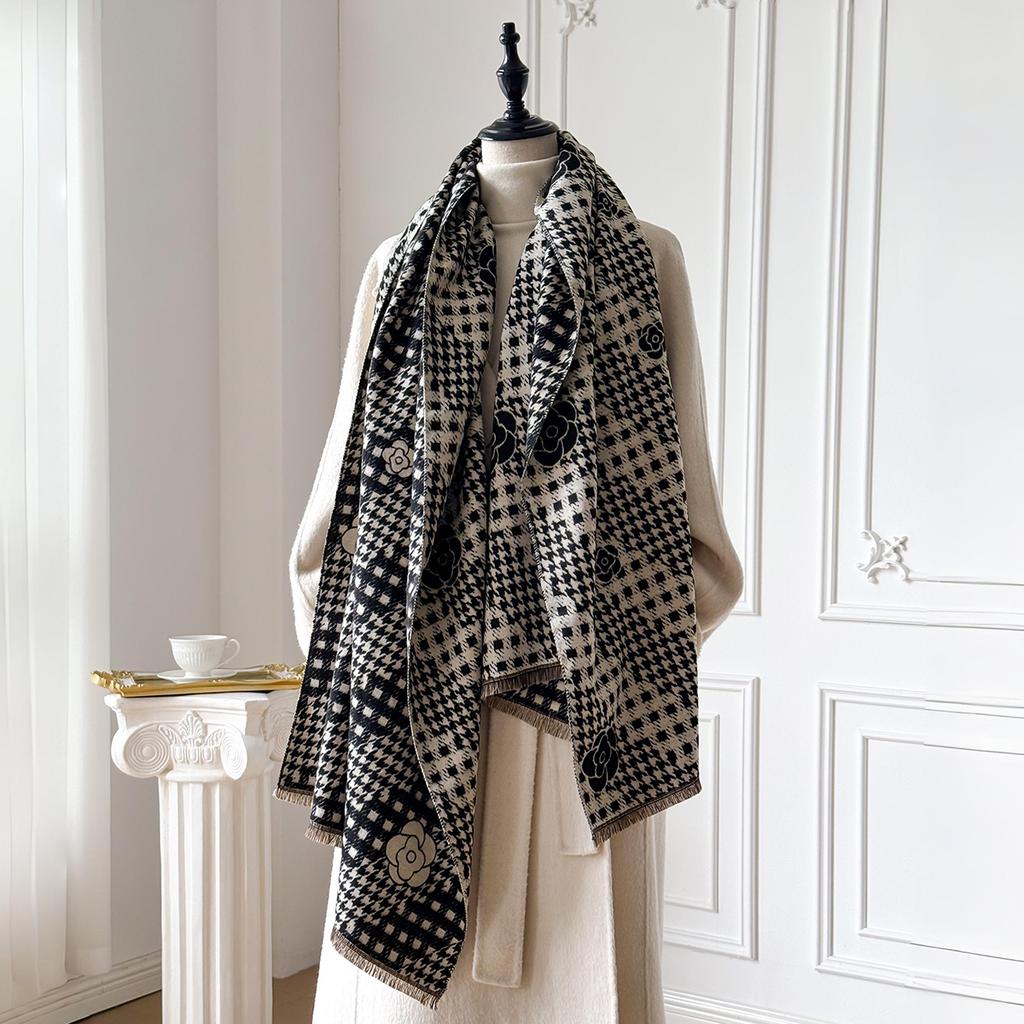 New Elegance Soft Warm Print Pashmina Scarf Fringe Jacquard Shawl, Autumn Winter Coldproof Windproof Blanket