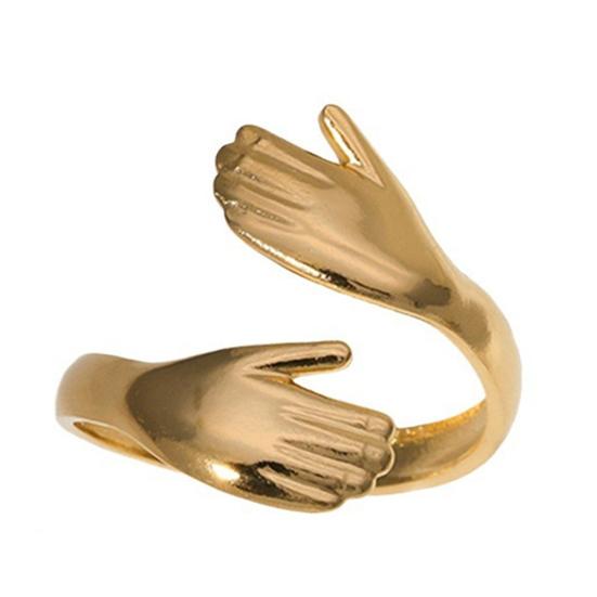 Open Ring Exaggerated Arm-Circling Shape Three-Dimensional Sculptural Design Wraps Finger Ring Hip-Hop Street Style Statement Ring