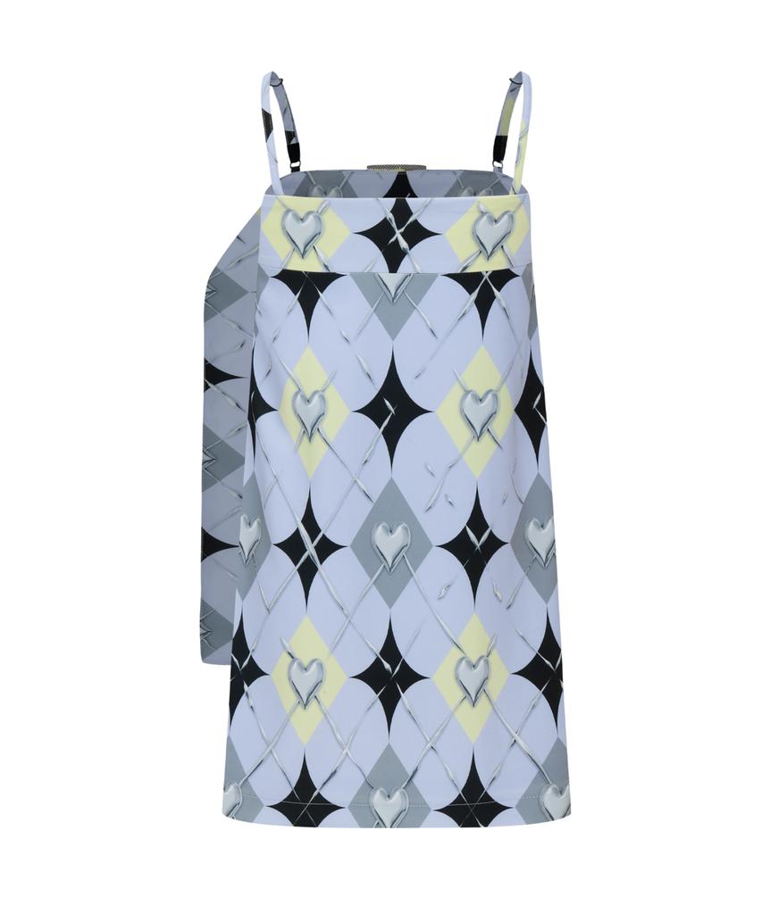 Kwajipyuliti Chrome Argyle Belted Dress (Blue)