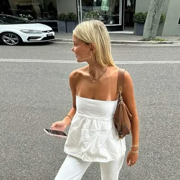 

Strapless Blouse Women s Strapless Corset Blouse L білий