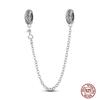 Star Moon Slide Safety Chains Charms 925 Sterling copper Heart Evil eyes Silicone Spacer Beads Fit Original Bracelet DIY Zircon