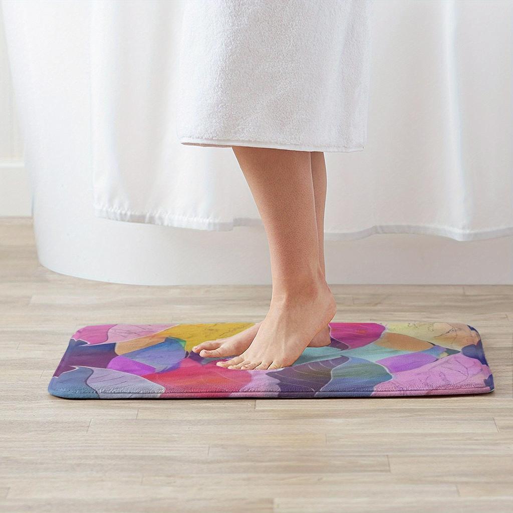 1P Chroma Foliage pattern Kitchen Rug Non-Slip Door Mat Pop design Bathroom Rug Bath Mat Carpet for Home Sink Laundry ecoreeree