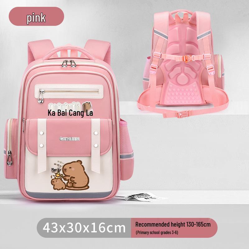 Capybara Oxford Spine-Support Backpack for Grades 1-6: Boys & Girls School Bag