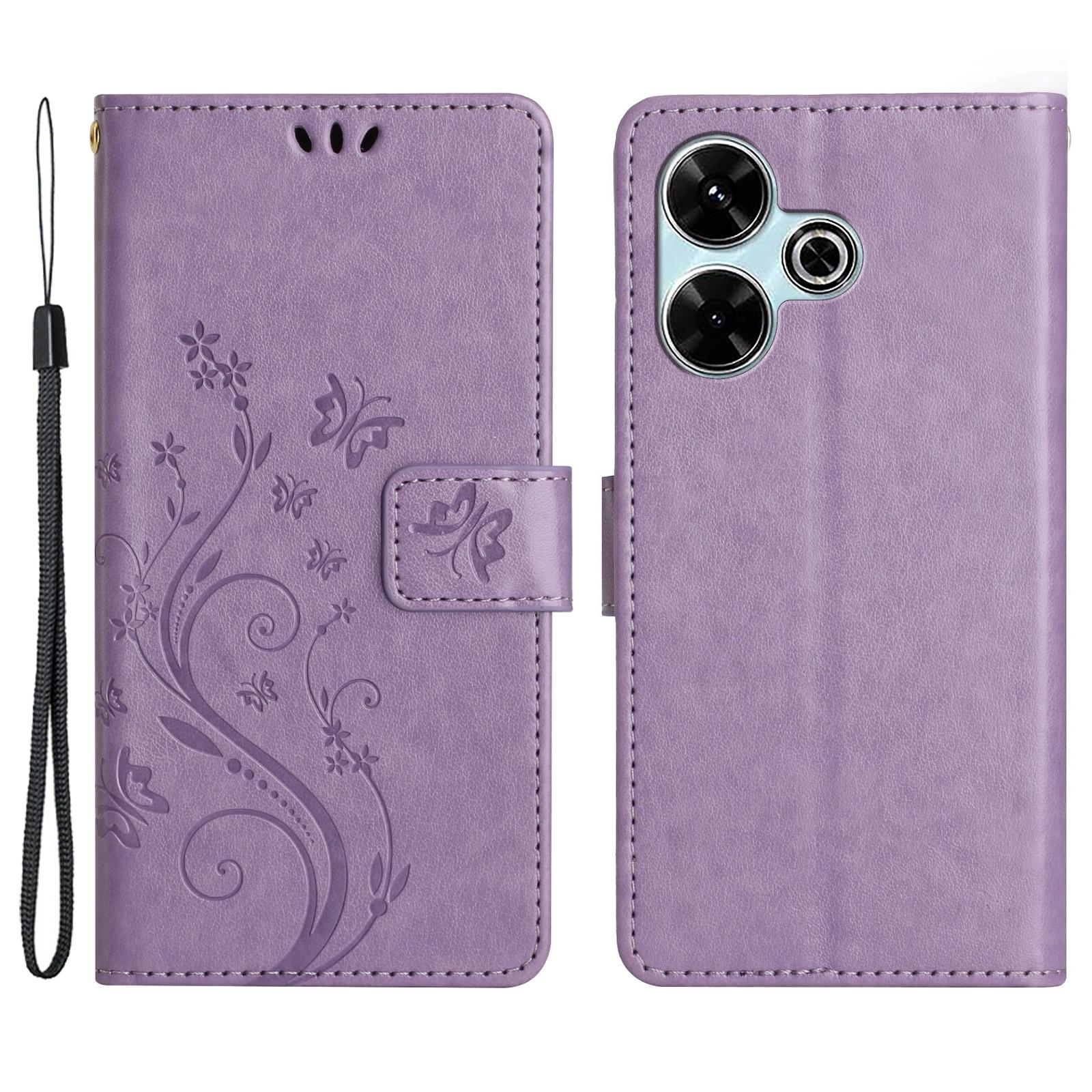 

Чехол-книжка из ПУ кожи для Xiaomi Redmi 13 5G/13 4G с ремешком Light Purple