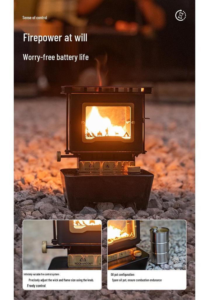 High-Transparency Retro Glass Tea Stove with Kerosene Lamp for Camping or Home