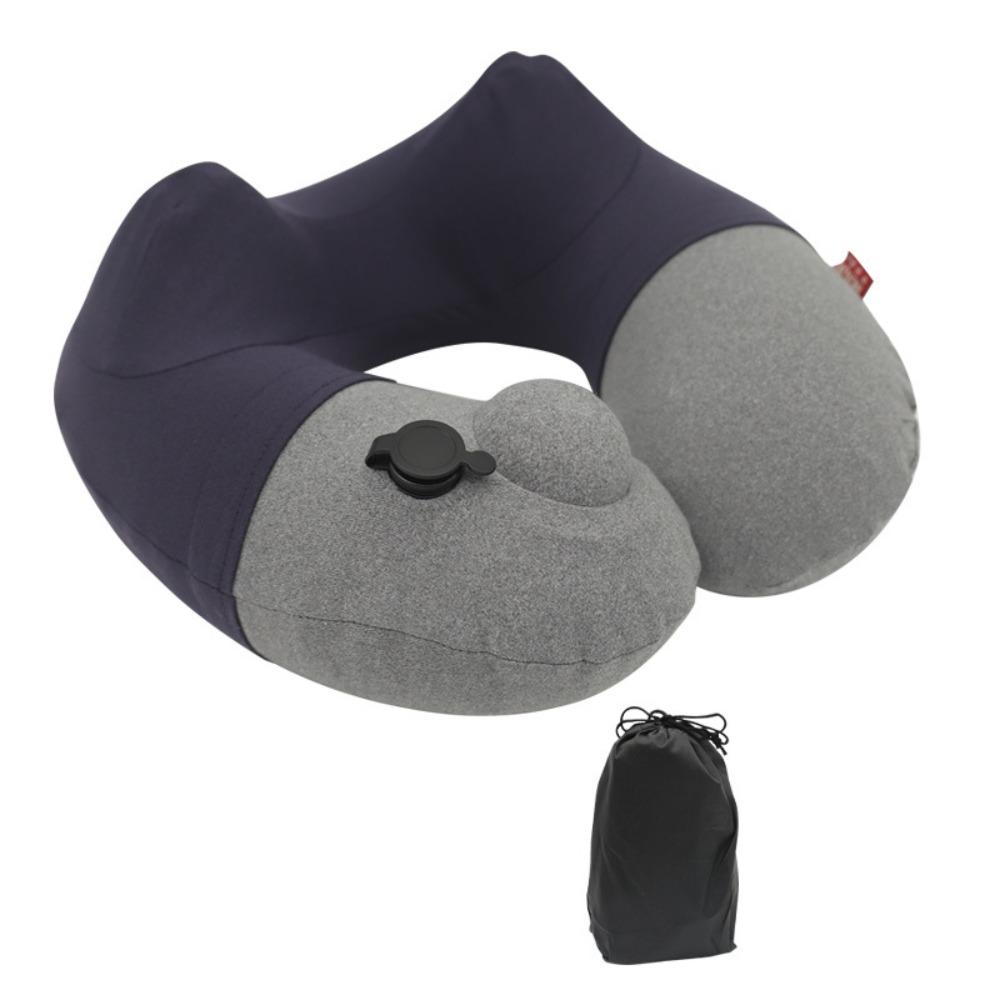 

Foldable Press Type Inflatable Travel Pillow Washable Double Hump Neck Pillow Outdoor Style C
