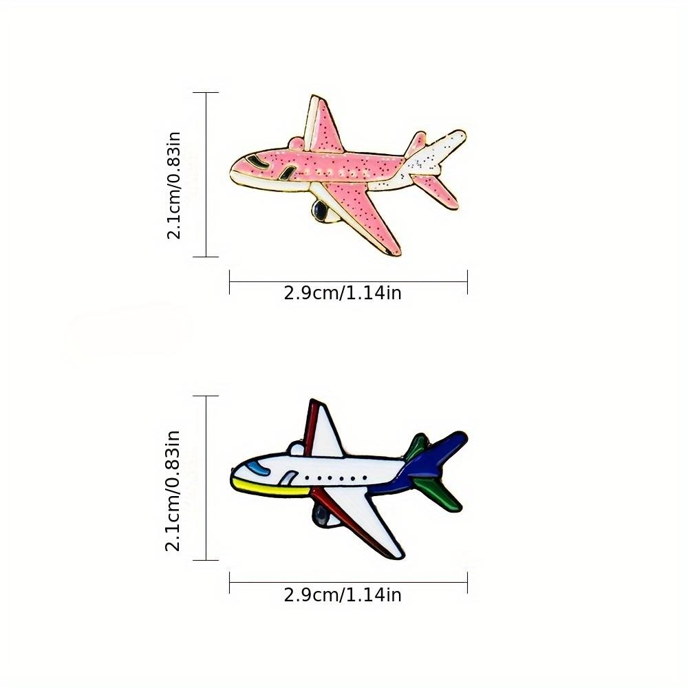 KC gold-plated zinc alloy cartoon airplane brooch pin, bright pink/green airplane pattern, cute and multi-purpose bag hanger