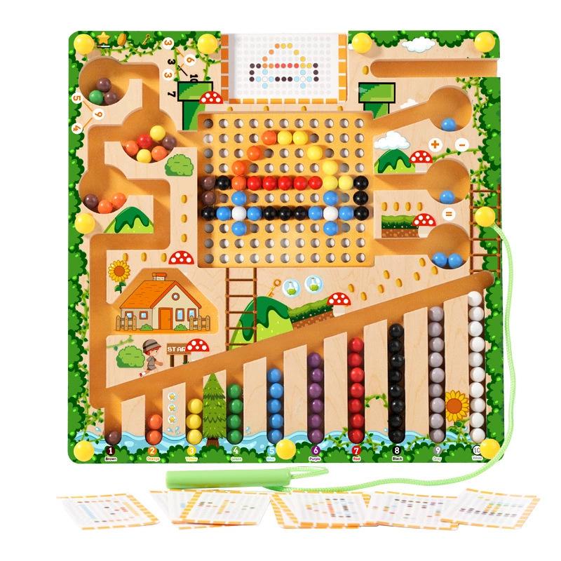 Children's Magnetic Bead Maze Toy: Educational Pen Control, Counting & Color Recognition Aid