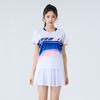 Womens Badminton Sport Set Quick-Dry Short Sleeve Top Skort Pants Training Competition Team Uniform