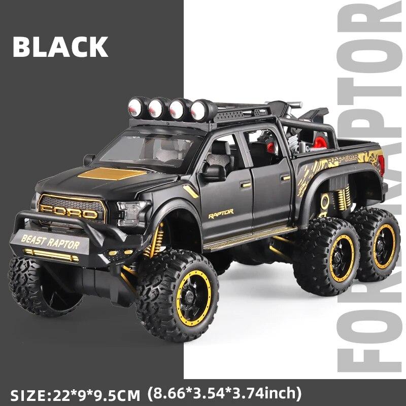 1/24 FORD Pickup Trucks for Boys F150 Raptor Diecast Metal Model Car with Sound and Light for Kids Age 3 Year and Up Blue