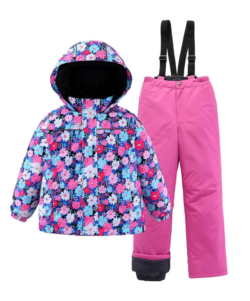 M2C Snowwear Ski Wear Snowboard Down Jacket and Cherry Blossom Size 130 Kids' Set, Wear, Girls' Pants, 2-Piece Set, Design,
