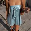European and American Spring and Summer New Models, Temperament Solid Color Satin Tube Top Strap Sleeveless Dress Women's Clothing
