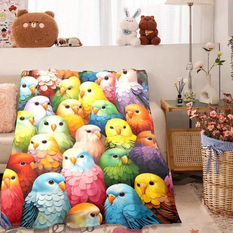 

Colorful parrot Printed Blanket for Sofa Bed Travel Camping Living Room Office Conditioning Blanket for All Seasons Gifts 75x90cm