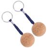 2Pcs Floating Cork Keyring Wooden Ball Key Ring Float Sailing Boat Canoe Water Sport Accessories Black Rope