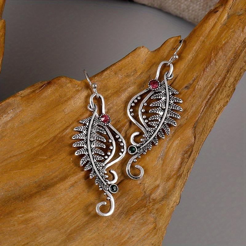 

Дизайн листьев с цирконовым декором, висячие серьги в стиле ретро, ​​ювелирные изделия из сплава с серебряным покрытием, изысканный женский подарок