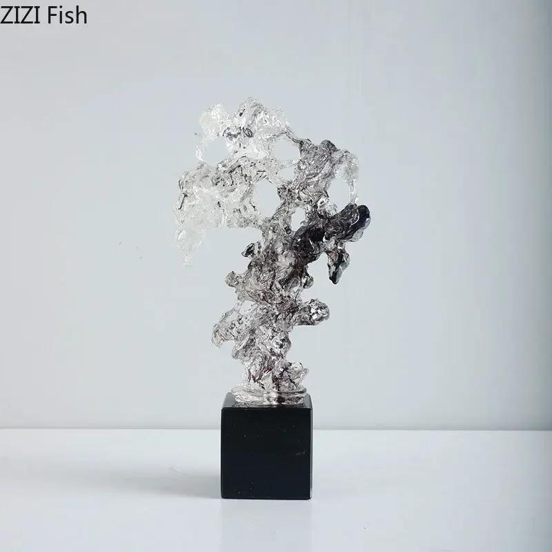 Ink Color Taihu Stone Sculpture Resin Crafts Ornaments Room Aesthetics Decor Desk Decoration Artwork Imitation Coral Statue
