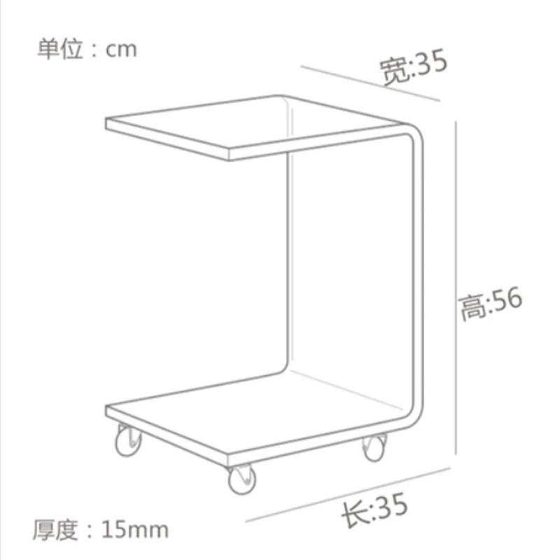 Transparent Acrylic Wheel Table Removable Coffee Trolley Sofa Side Table with Wheels Minimalism Furniture Bedside Corner Table