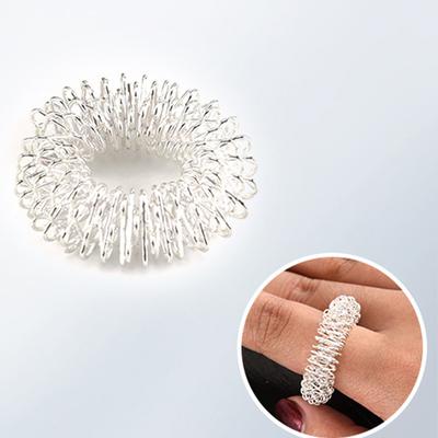 10 st Finger Massagering i Rostfritt Stål Akupunkturring Terapi Avslappning Blod